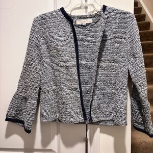 LOFT Navy and White Textured Jacket